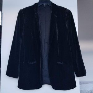 Express Black Velvet Blazer, Long-Sleeve - Petite, Small